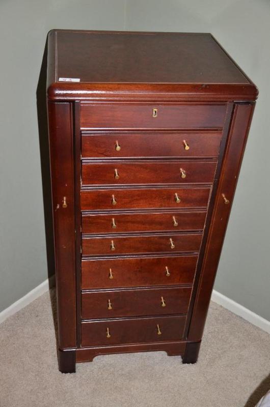 lot 43 image: Wood jewelry Cabinet 19x19x40"...