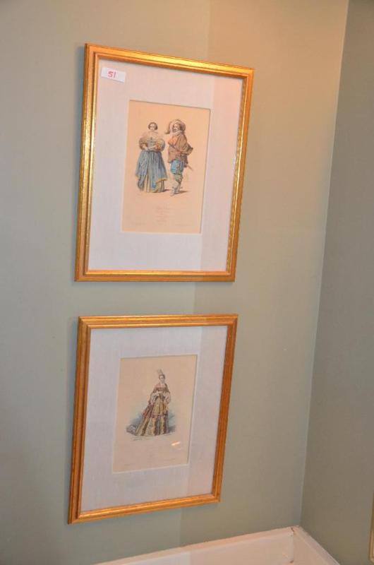 lot 51 image: Two framed prints 13x16"...