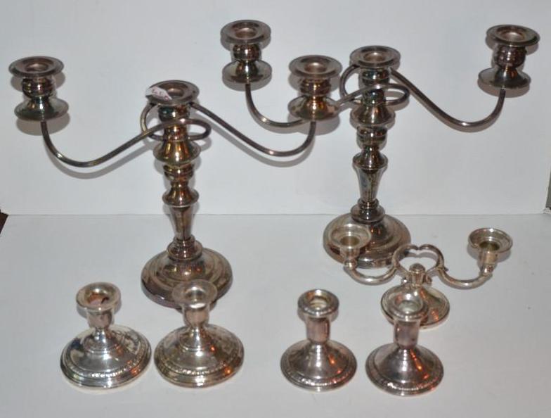 lot 66 image: 4 Sterling silver candle holders, 1 Sterling ...
