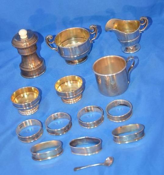lot 68 image: Sterling silver - napkin rings, bowls, cups...