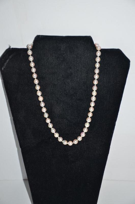 lot 73 image: 14k gold clasp and pearl necklace...