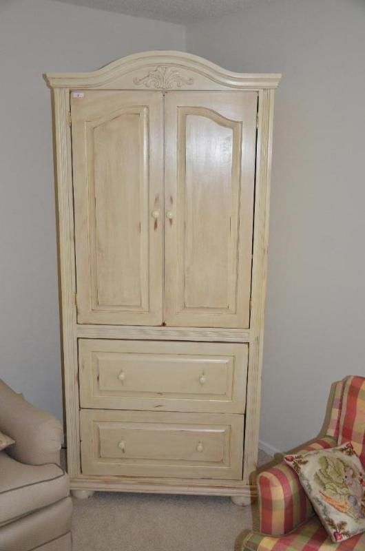 lot 8 image: Wood Armoire 82x36x24". Please bring you...