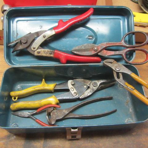 lot 12 image: Tin Snips, Pliers