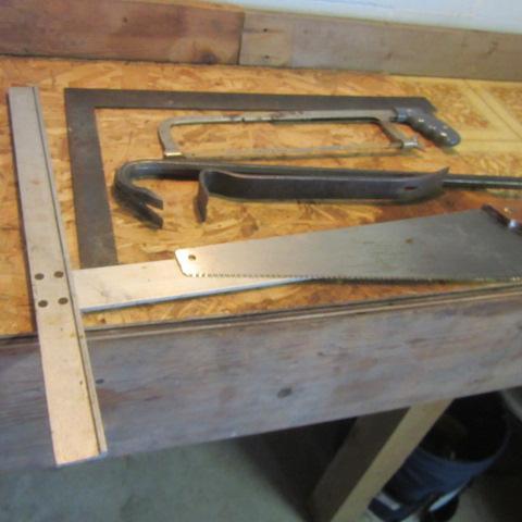 lot 23 image: T-Square, Pry Bars, Saws