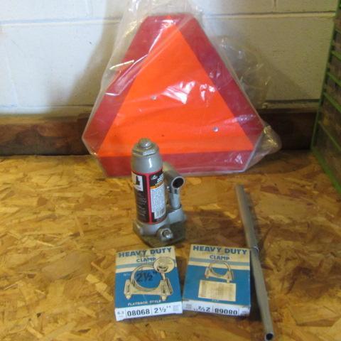 lot 41 image: Bottle Jack, Clamps SMV Signs