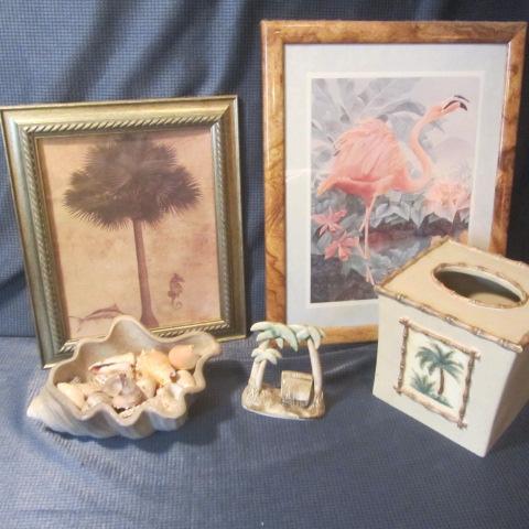 lot 110 image: Flamingo, Palm Trees, Shells