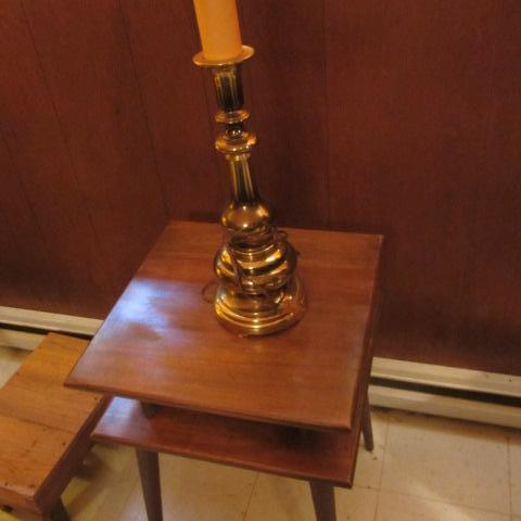lot 118 image: Occasional Table, Brass Lamp