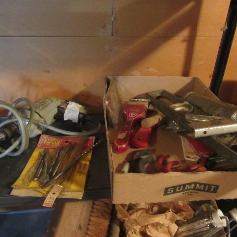 lot 131 image: B&D Drill, Bits, Level, Hooks