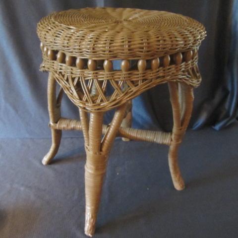 lot 15 image: Victorian Style Wicker Stool