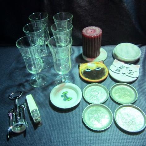 lot 181 image: Etched Stemware, Coasters