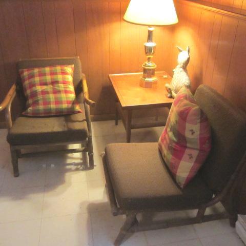 lot 19 image: Rattan Chairs, Table & Lamps