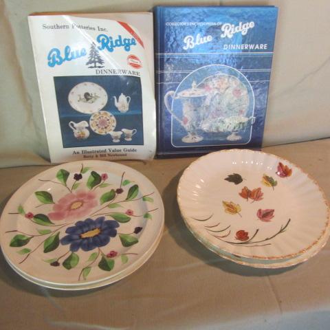 lot 237 image: Blue Ridge Dinner Plates & Books