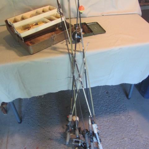 lot 263 image: Fishing Poles, Reels, Tackle Box