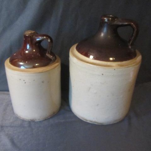 lot 29 image: Pair Brown Top Jugs