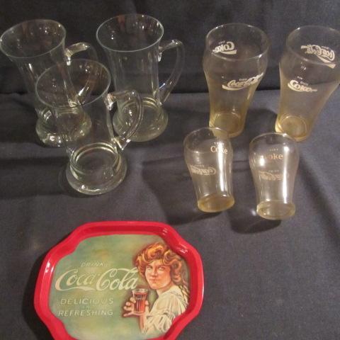 lot 304 image: Coca Cola Glasses & Tray