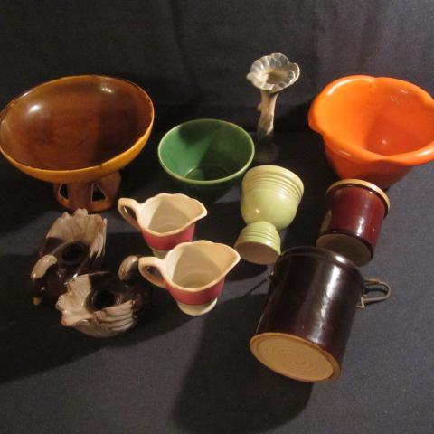 lot 317 image: Pedestal Dish, Egg Cup, Cheese Crocks