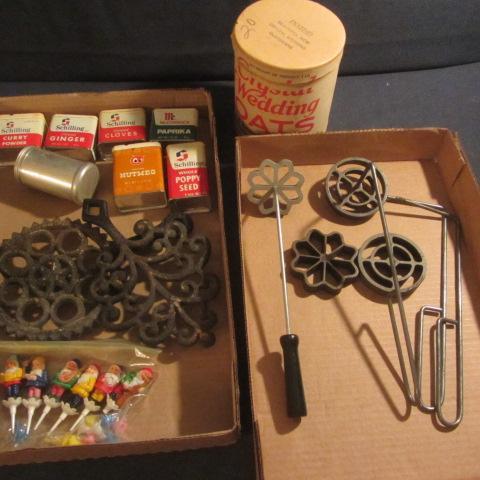 lot 332 image: Rosette Irons, Trivets, Cake Toppers