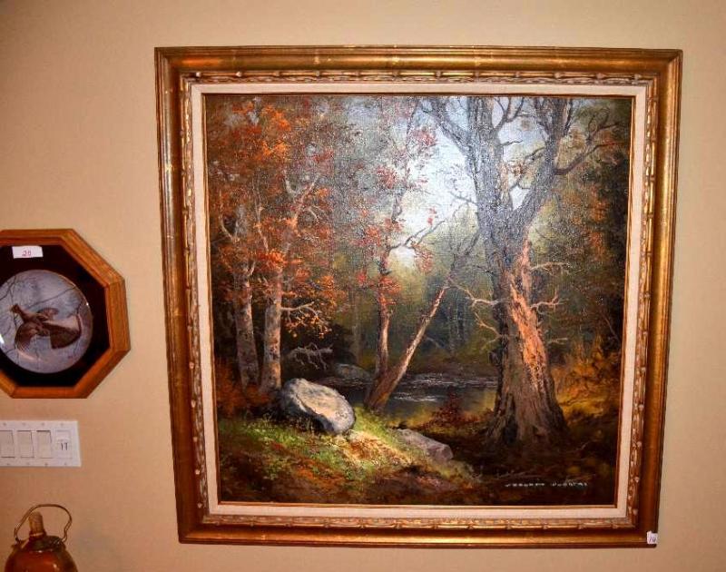 lot 16 image: Large Signed Oil Painting- Overall Aprox size...