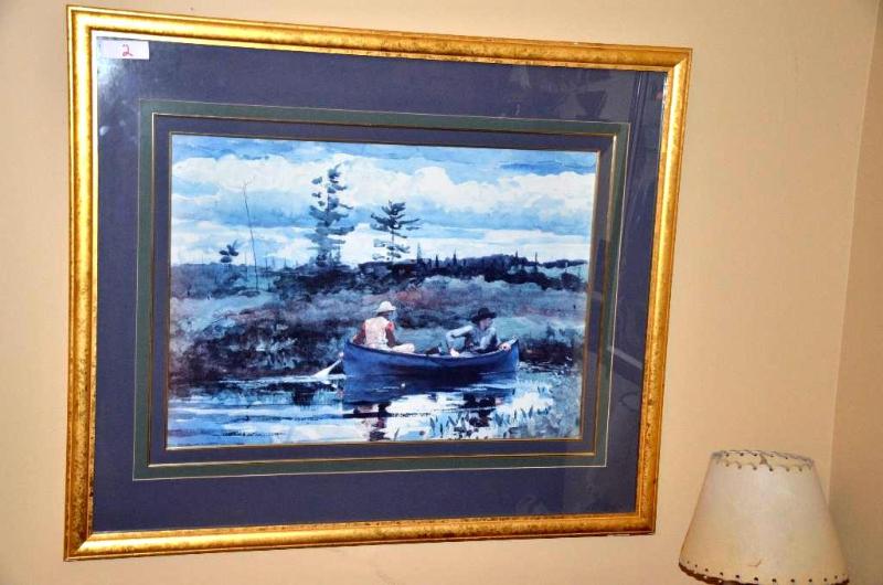lot 2 image: Canoe on the river says 1892 by the signature...