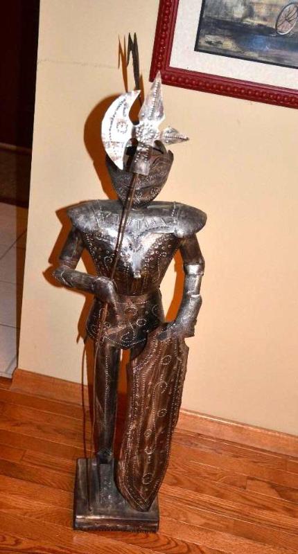lot 22 image: Metal knights armor 47" tall...