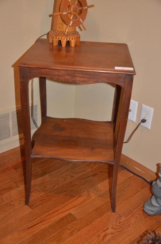 lot 3 image: Wood table 17x17x27" tall...