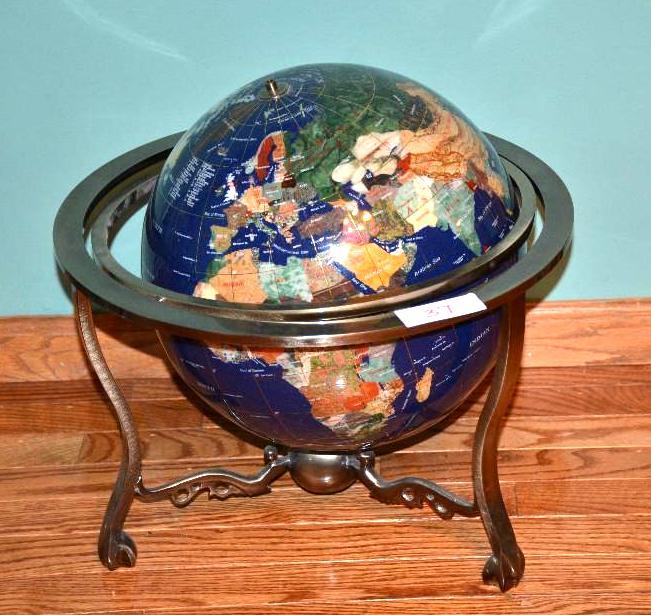 lot 37 image: Gemstone Globe 18" in diameter- we belie...
