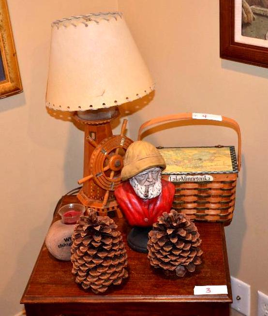 lot 4 image: Lighthouse ship wheel amp 18" tall , Lak...