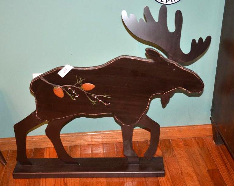 lot 43 image: Large Wooden moose 26" long...