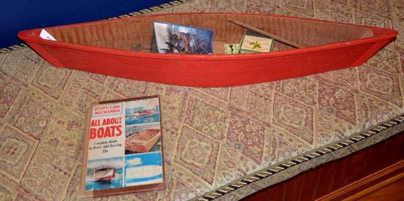 lot 45 image: Wooden model boat 34" long & vintage...