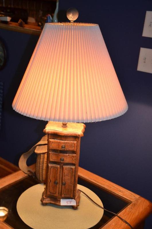 lot 55 image: Wood table lamp 32" tall....