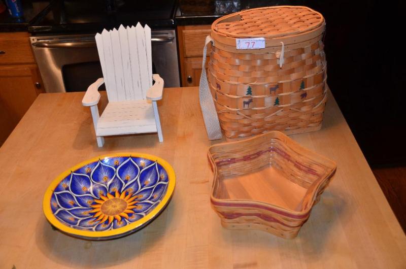 lot 77 image: Longaberger Basket,  fishing basket 12&q...