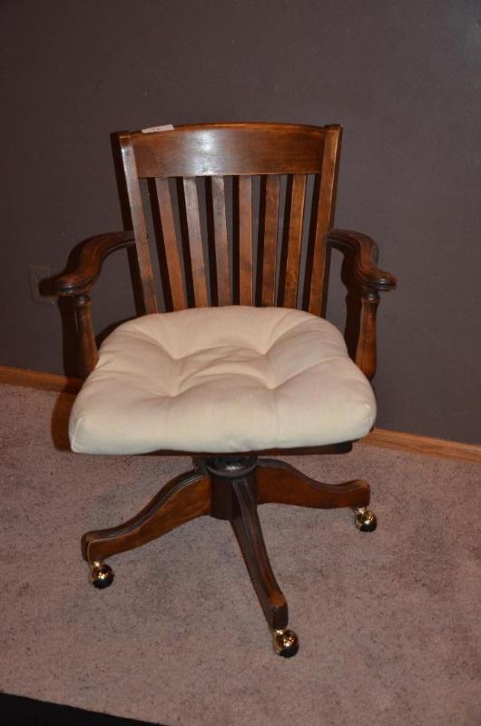 lot 94 image: Antique wood office chair...