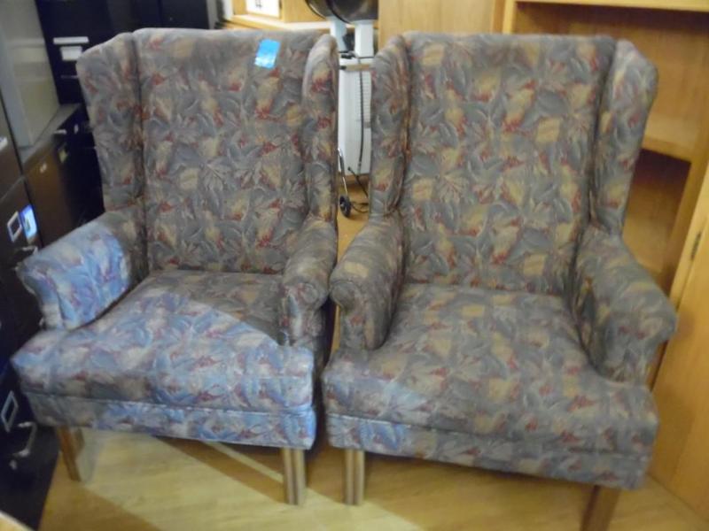 (2) Upholstered Wing Back Chairs