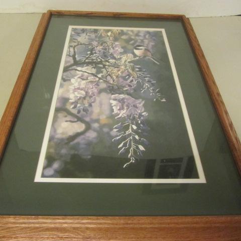 Chickadee On Blossom Print