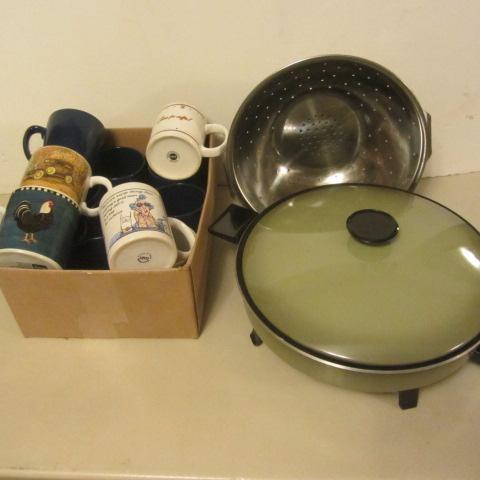 Fry Pan, Colander, Corelle Cups
