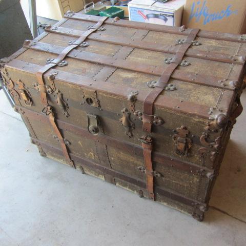 Antique Wood Strap Trunk