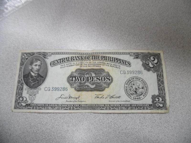 1949 Philippine 2 Pesos Bill