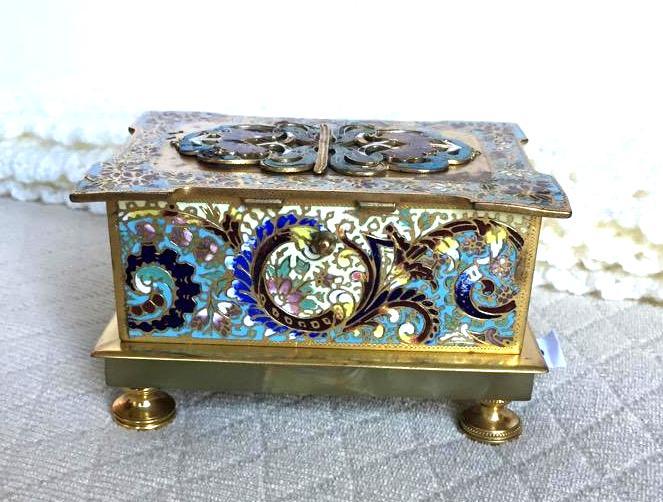 lot 10A image: Cloissone Trinket Box Casket Highly decorated...