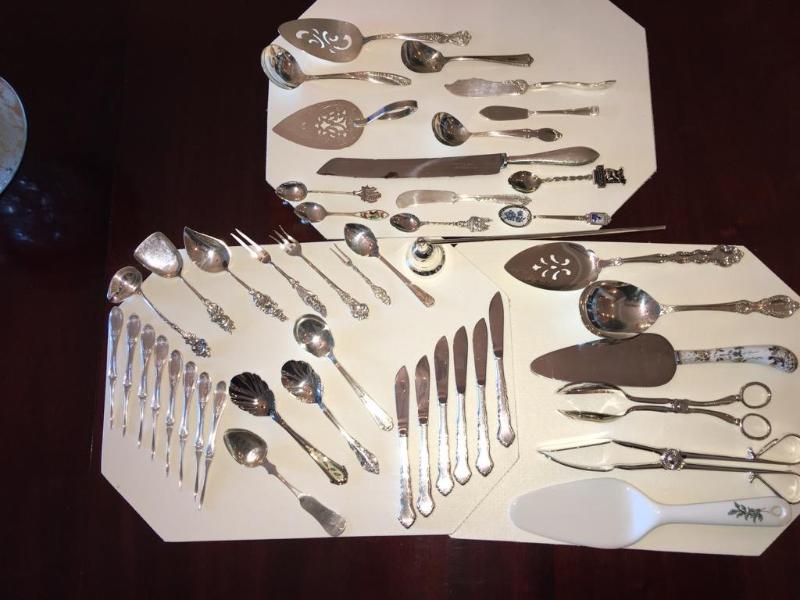 lot 10B image: Find group of antique and vintage silverware ...