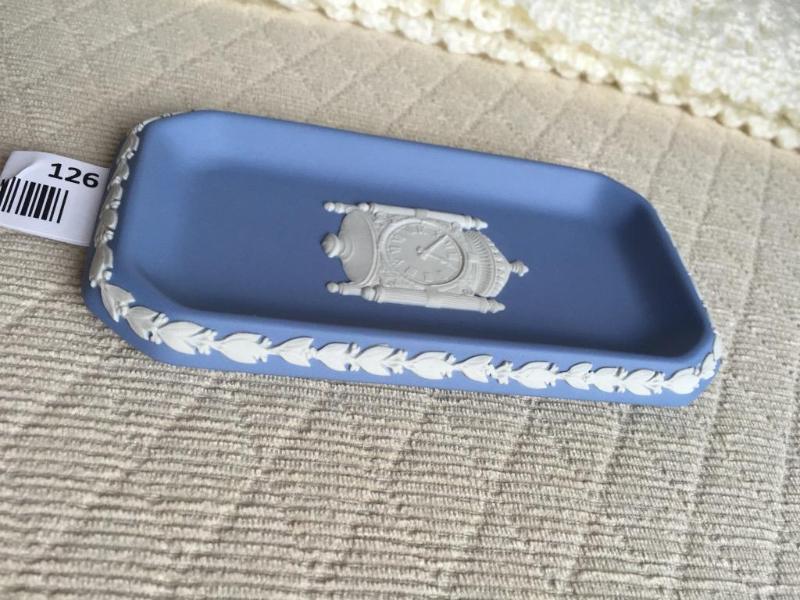lot 126 image: Wedgewood Blue Trinket Pin Dish Rectangular. ...