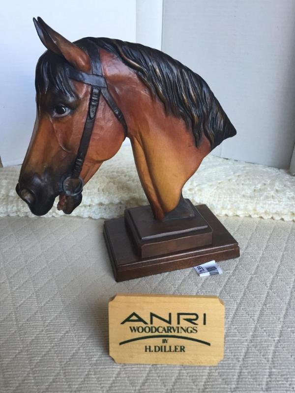 lot 139 image: Anri Woodcarvings by H. Diller-- Horse Head 1...