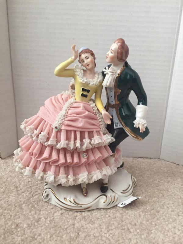 lot 145 image: Dresden Art Porcelain Couple with lace. Appro...
