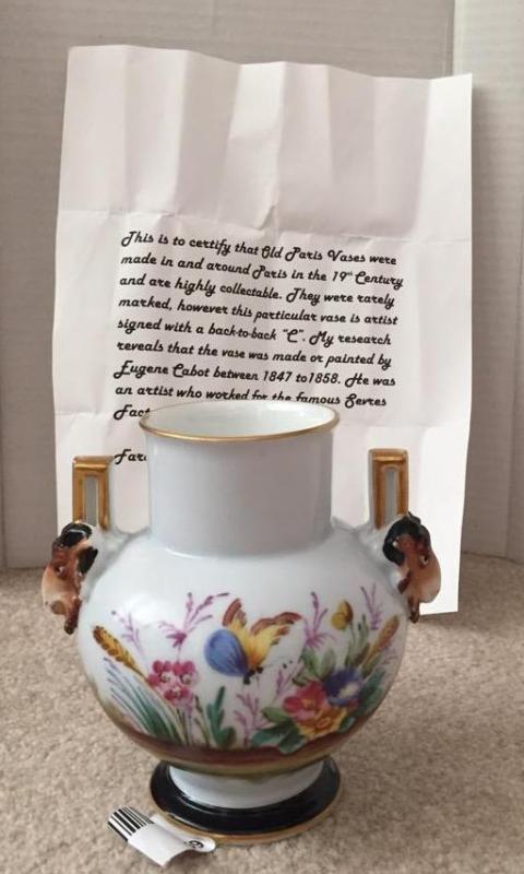 lot 159 image: France Vase. The letter came with the vase, b...