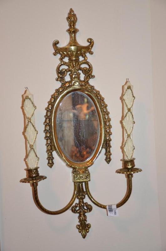 lot 190 image: Gold Gilded 2 arm&nbspCandleabra Wall Sconce...