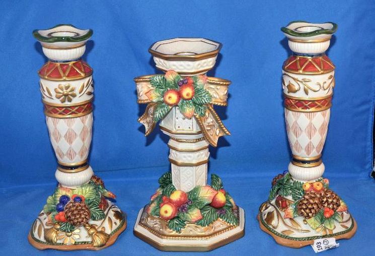 lot 193 image: 3 Holiday Motif Candle Holders. Candleholder ...