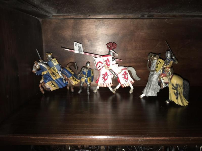 lot 205 image: 3 miniature Mounted on horses Knights and 1 s...