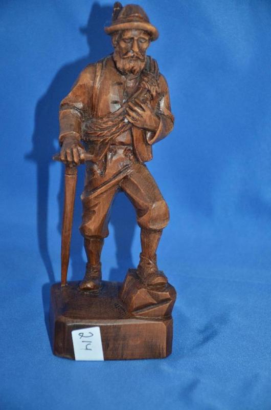 lot 214 image: Hand Carved Wood Hiker marked Handgeschnitzt ...