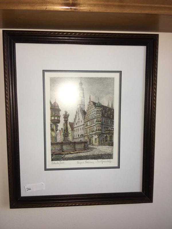 lot 222 image: Signed piece of art 14x17 Frame size...