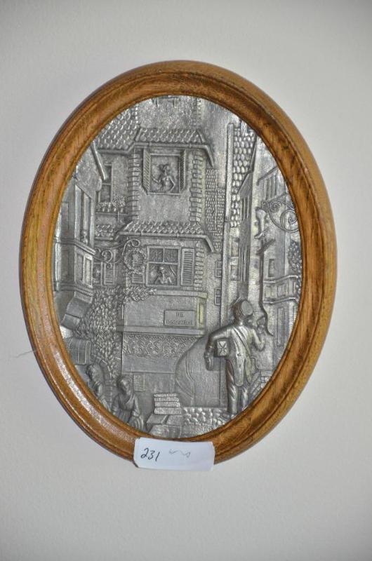 lot 231 image: Pewter Relief of Carl Spitzweg IM Rosenthal. ...