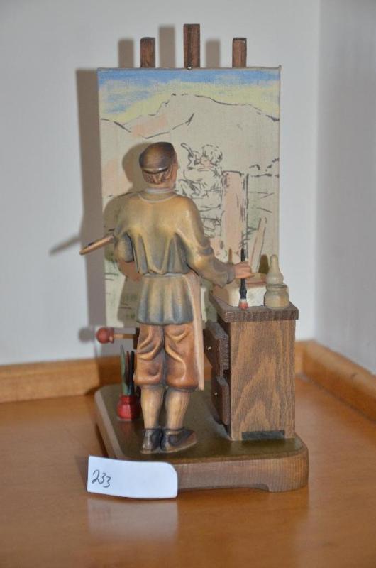 lot 233 image: Wood Carving of an Artist with Canvas on Ease...